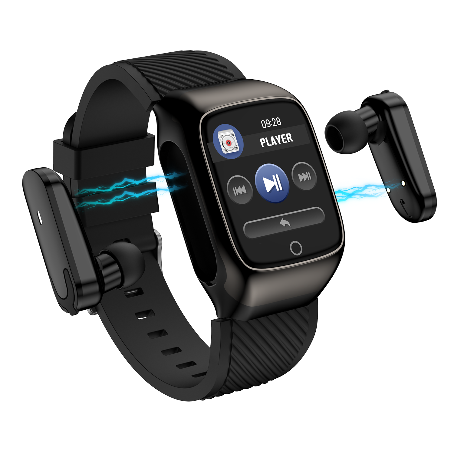 2024 Type-c Smart Watch With Tws Earphone Heart Rate Function Bt Wireless Earbud